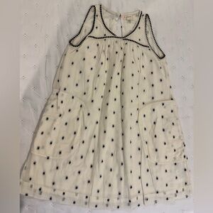 J. Crew Crewcuts Girl’s Off-White Light Weight Dress with Black Dot Trim.